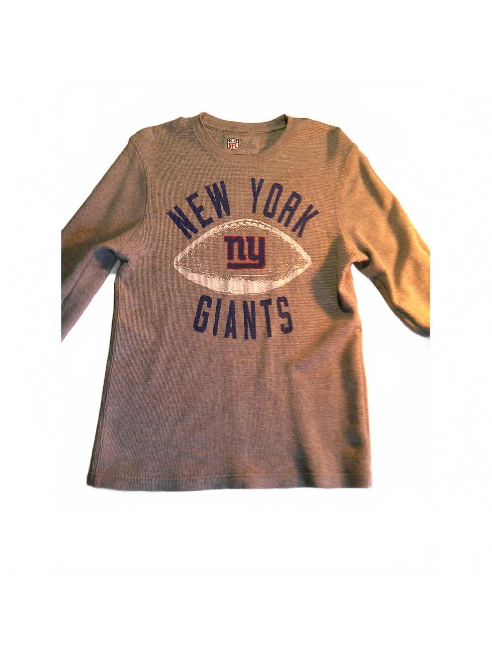 NFL New York Giants Gray Waffle-Knit Long Sleeve Shirt Size Large
